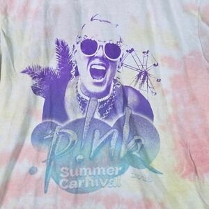P!nk T-Shirt Womens Large Pink Tie Dye Summer Carnival 2023 Tour Graphic Tee